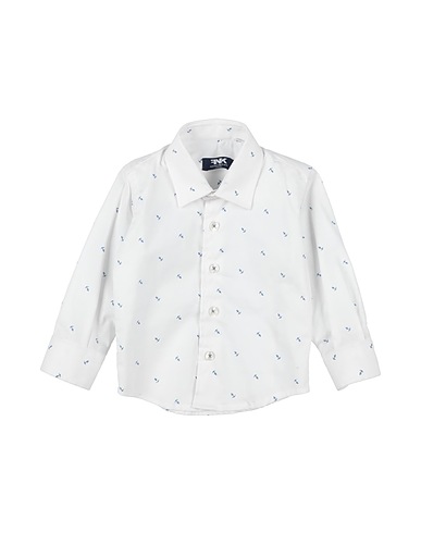 MANUELL & FRANK Patterned shirt White 97% Cotton, 3% Elastane