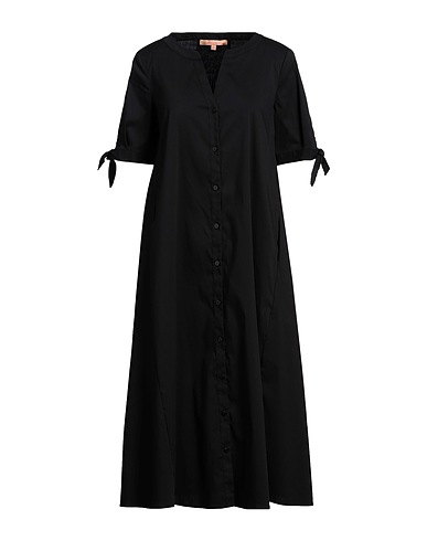 LA CAMICIA Midi dress Black 76% Cotton, 20% Polyamide, 4% Elastane