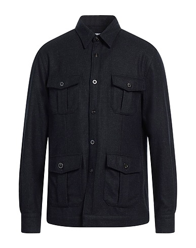 BOGLIOLI Patterned shirt Midnight blue 100% Virgin Wool