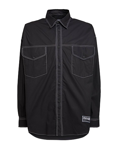 VERSACE JEANS COUTURE Solid colour shirt Black 100% Cotton