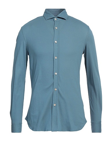 BOGLIOLI Solid color shirt Pastel blue 100% Cotton
