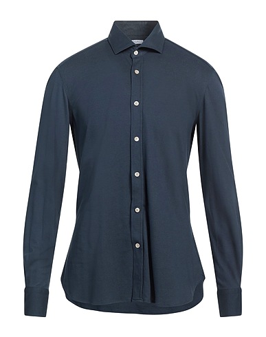BOGLIOLI Solid color shirt Midnight blue 100% Cotton