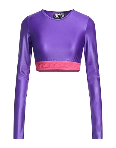 VERSACE JEANS COUTURE Crop top Purple 79% Polyamide, 21% Elastane