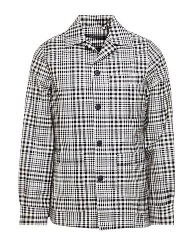 100 HANDS Checked shirt Black Linen, Wool