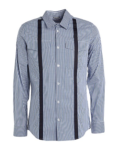 DANIELE ALESSANDRINI HOMME Checked shirt 68% Cotton, 30% Polyamide, 2% Elastane