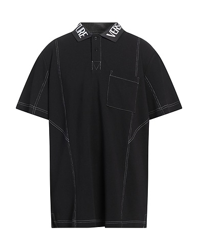 VERSACE JEANS COUTURE Poloshirt Schwarz 100% Baumwolle, Polyester, Lyocell