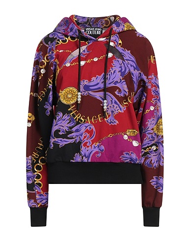 VERSACE JEANS COUTURE Hooded track jacket  Red 100% Cotton, Elastane