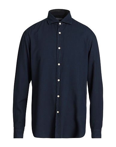 BOGLIOLI Solid colour shirt Navy blue 60% Viscose, 40% Cotton