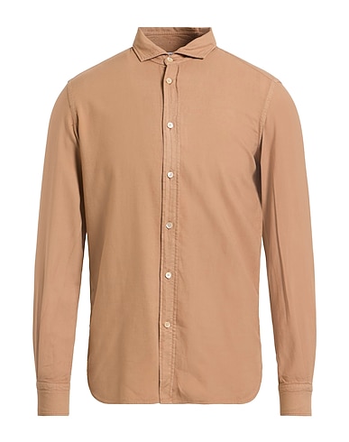 BOGLIOLI Solid colour shirt Sand 60% Viscose, 40% Cotton