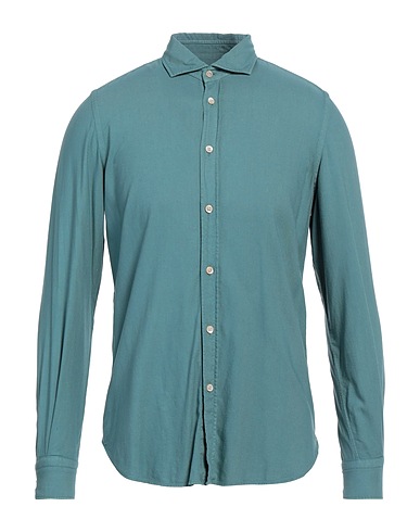 BOGLIOLI Solid color shirt Emerald green 60% Viscose, 40% Cotton