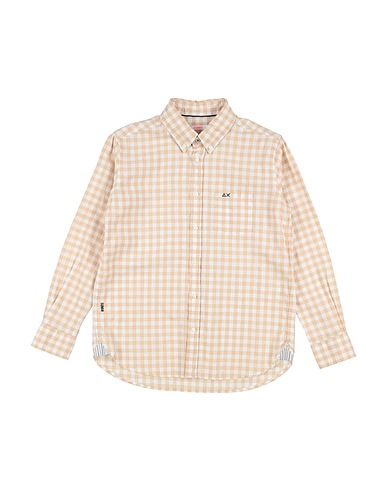 SUN 68 Patterned shirt Beige 70% Cotton, 30% Linen