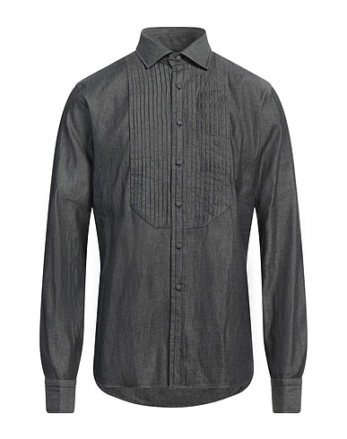 TAGLIATORE Solid colour shirt Charcoal 100% Cotton
