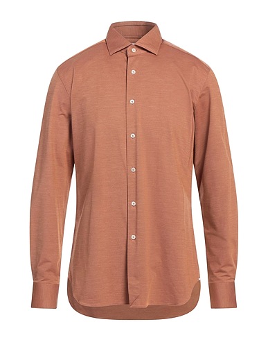 XACUS Solid colour shirt FOR FRANZ KRALER Light brown 86% Polyamide, 14% Elastane
