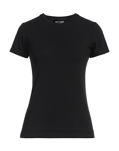 WHO*S WHO Basic T-Shirt Black 95% Viscose, 5% Elastane