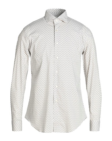 XACUS Patterned shirt Off white 97% Cotton, 3% Elastane