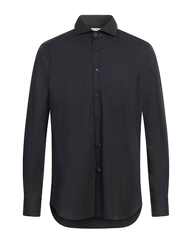 BAGUTTA Solid colour shirt Black 97% Cotton, 3% Elastane
