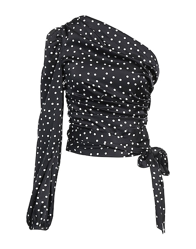 PINKO One-shoulder top Black 94% Polyester, 6% Elastane