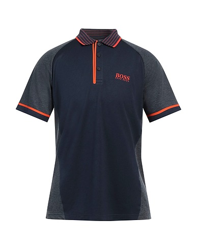 BOSS HUGO BOSS Polo shirt Navy blue 62% Recycled polyester, 32% Polyester, 6% Cotton