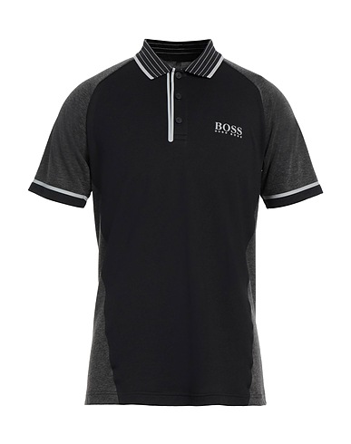BOSS HUGO BOSS Polo shirt Black 62% Recycled polyester, 32% Polyester, 6% Cotton