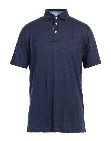 HACKETT Polo shirt Navy blue 100% Linen