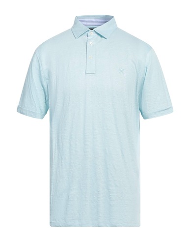HACKETT Polo shirt Sky blue 100% Linen