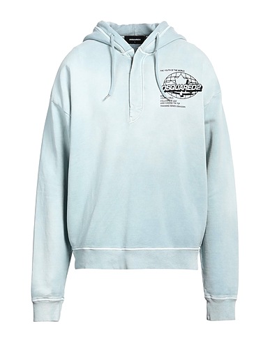 DSQUARED2 Hooded track jacket  Sky blue 100% Cotton, Elastane