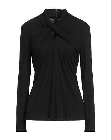 DIANA GALLESI T-shirt Black 61% Viscose, 25% Virgin Wool, 9% Polyamide, 5% Elastane