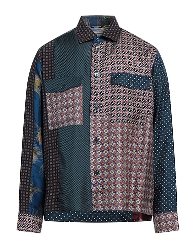 DOLCE&GABBANA Patterned shirt Midnight blue 100% Silk
