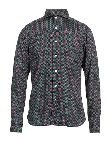 CANALI Patterned shirt Deep teal 100% Lyocell