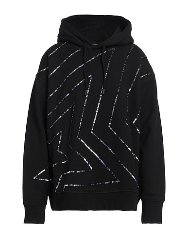 DSQUARED2 Hooded track jacket  Black 100% Cotton, Elastane