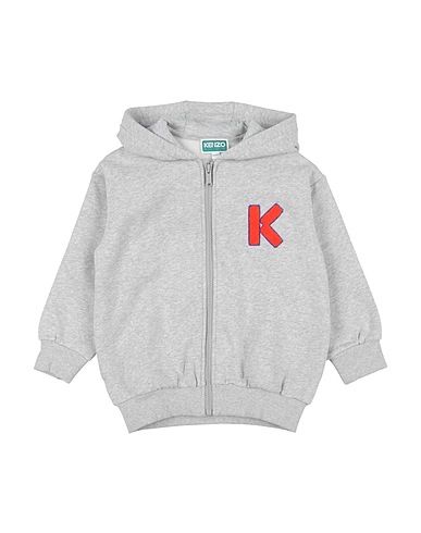 KENZO KIDS Hooded track jacket  Light grey 75% Cotton, 25% Polyester, Elastane