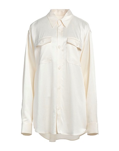 AMI ALEXANDRE MATTIUSSI Solid color shirts & blouses Ivory 42% Cupro, 35% Virgin Wool, 23% Viscose