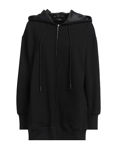 ACTITUDE by TWINSET Hooded track jacket  Black 70% Cotton, 30% Polyester, Elastane