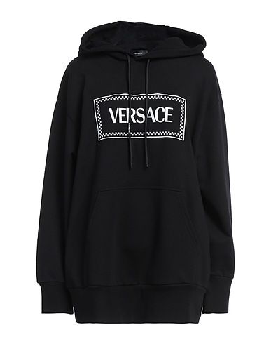 VERSACE Hooded track jacket  Black 100% Cotton, Polyester