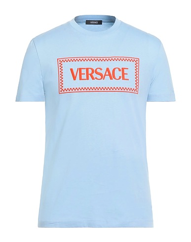 VERSACE T-shirt Celeste 100% Cotone, Poliestere