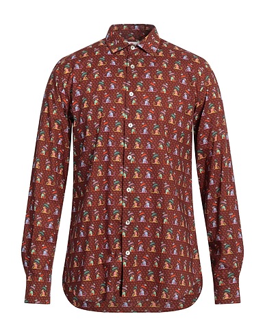 MC2 SAINT BARTH Patterned shirt Brown 100% Cotton
