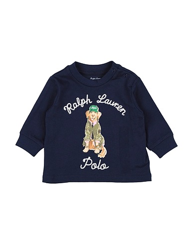 POLO RALPH LAUREN T-shirt Dog-Print Cotton Long-Sleeve Tee
 Blu notte 100% Cotone
