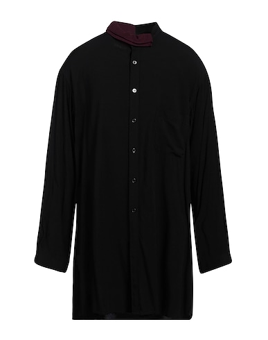 Y'S FOR MEN Solid colour shirt Black 100% Rayon, Wool