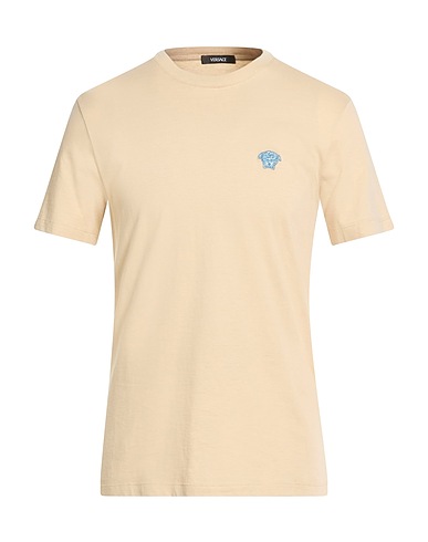 VERSACE Basic T-shirt BEIGE 100% Cotton, Polyester