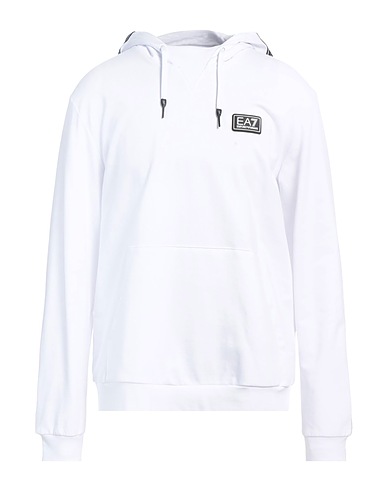 EA7 Hooded track jacket  White 100% Cotton, Elastane, Polyamide