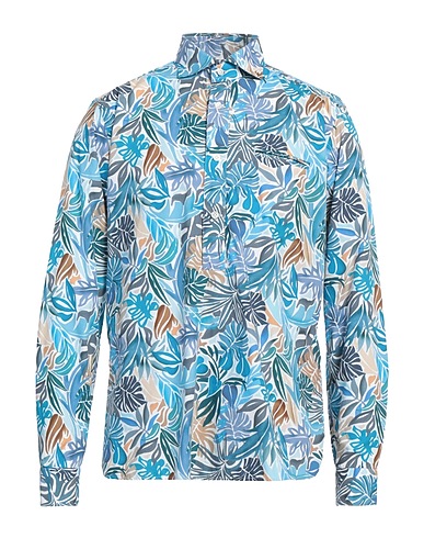 GUGLIELMINOTTI Patterned shirt Azure 100% Cotton