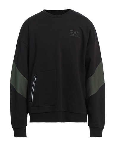 EA7 Sweatshirt Black 100% Cotton, Elastane