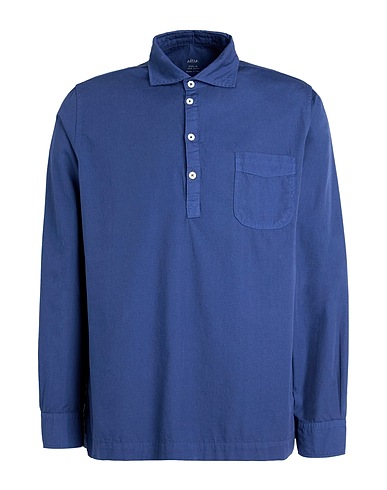 ALTEA Solid color shirt Navy 100% Cotton