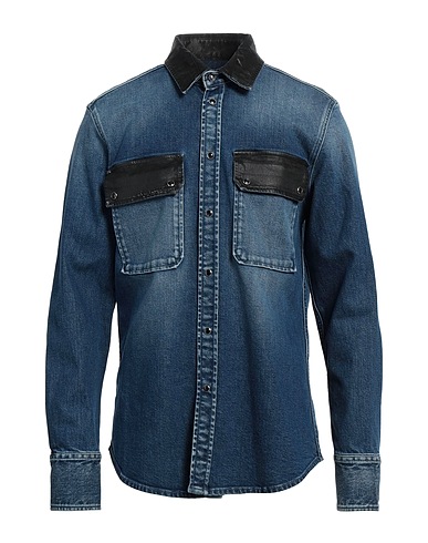 TRUSSARDI JEANS Denim shirt Blue 99% Cotton, 1% Elastane