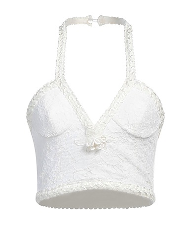 ALESSANDRA RICH Bustier White 70% Cotton, 20% Viscose, 10% Polyamide, Silk, Acetate
