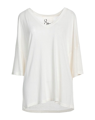 8PM Basic T-Shirt Ivory 80% Viscose, 20% Linen