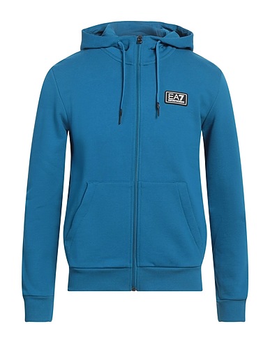 EA7 Hooded track jacket  Pastel blue 85% Cotton, 15% Polyester, Elastane, Polyamide