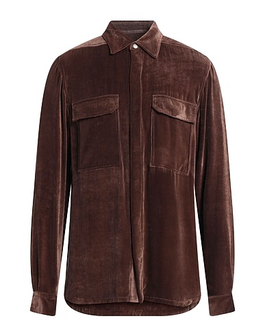 RICK OWENS Solid color shirt Brown 82% Viscose, 18% Silk