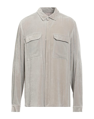 RICK OWENS Solid color shirt Light grey 82% Viscose, 18% Silk