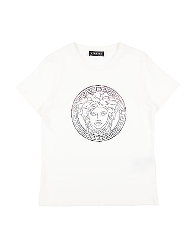 VERSACE YOUNG T-shirt PANNA 100% Cotone, Vetro